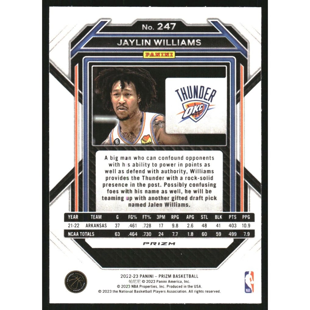 2022-23 Panini Prizm Prizms Ruby Wave #247 Jaylin Williams