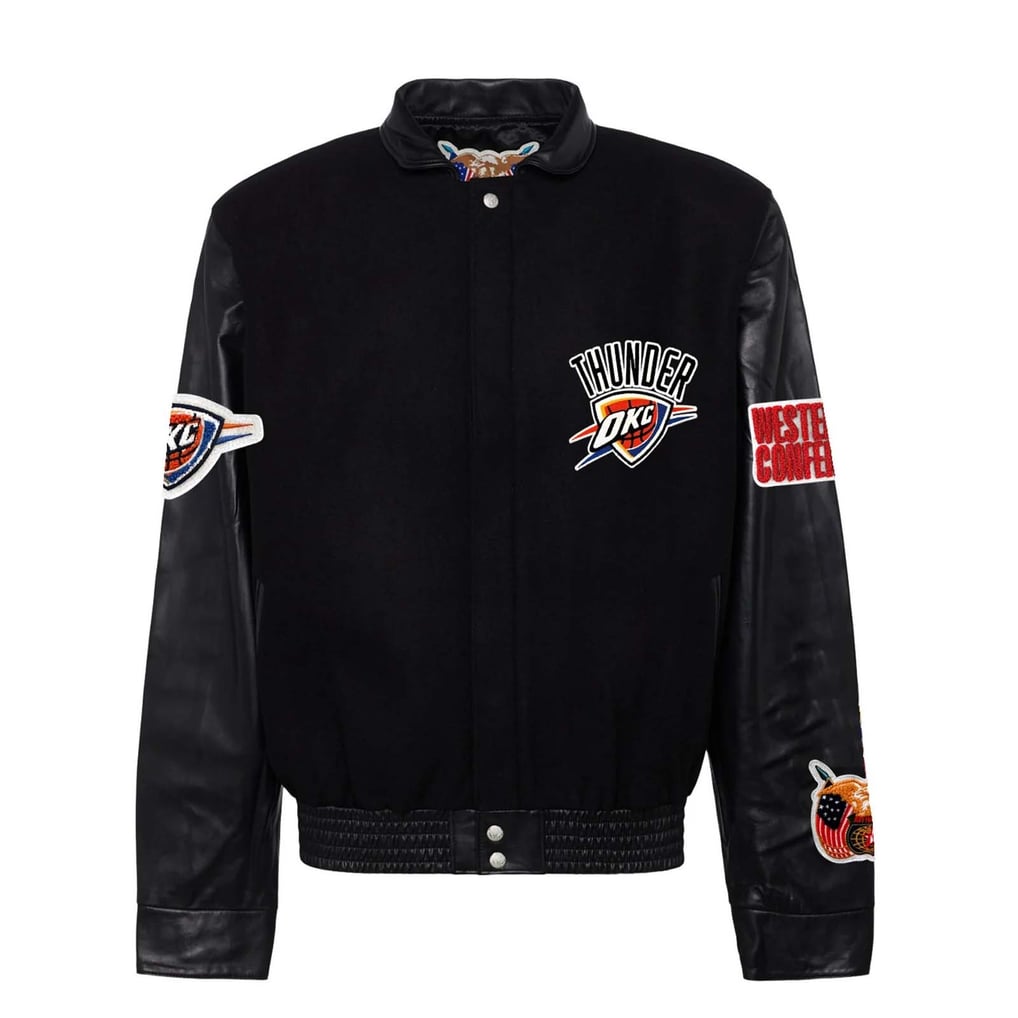  Oklahoma City Thunder Jeff Hamilton Wool & Leather Full-Snap Varsity Jacket - Black