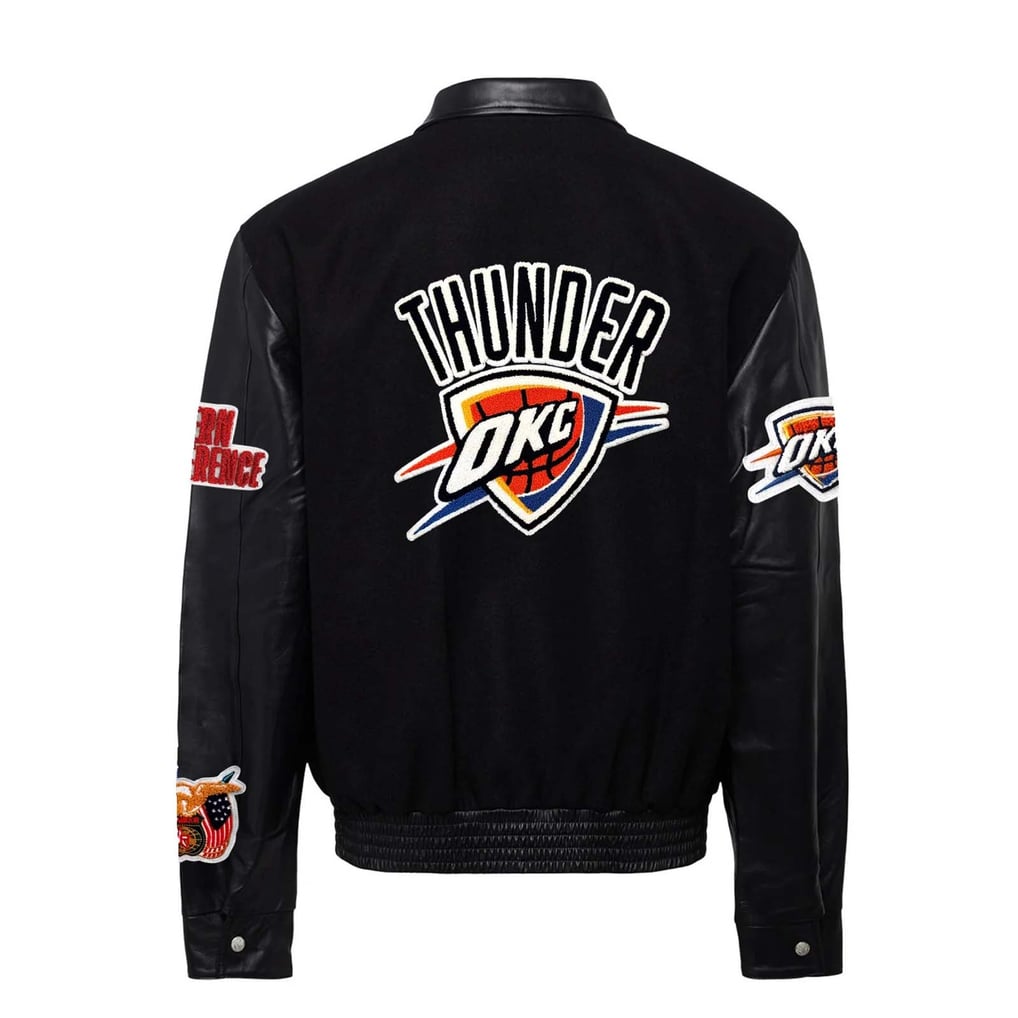  Oklahoma City Thunder Jeff Hamilton Wool & Leather Full-Snap Varsity Jacket - Black