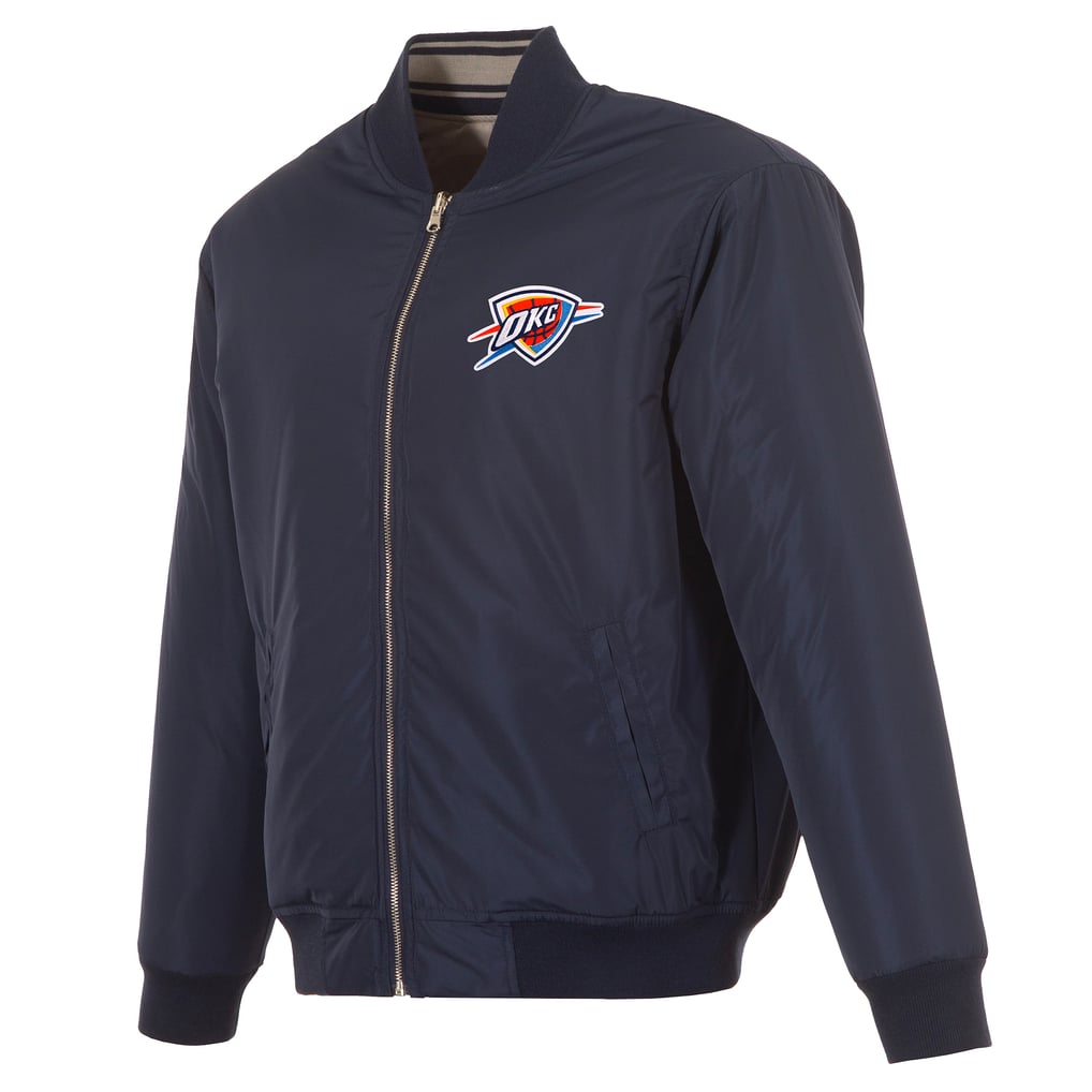  Oklahoma City Thunder JH Design Reversible Full-Zip Flight Jacket - Navy/Gray