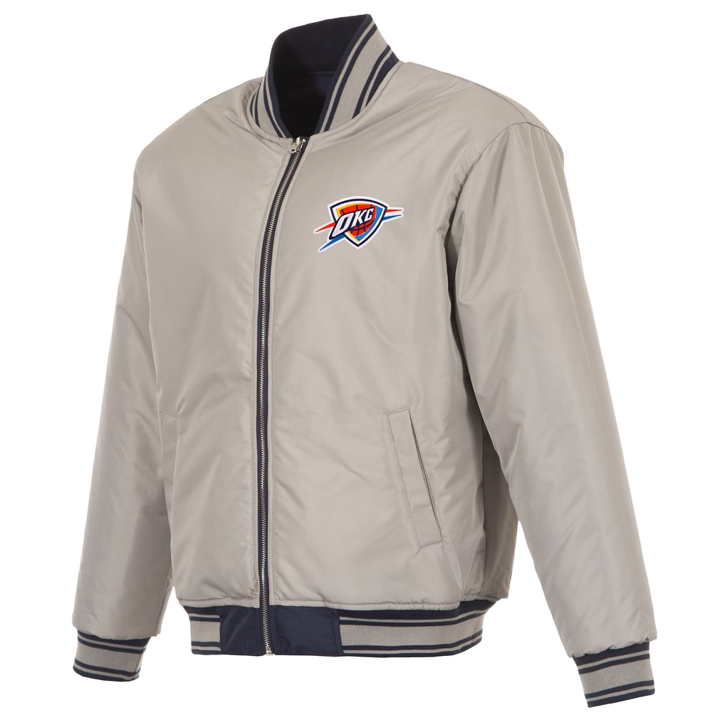  Oklahoma City Thunder JH Design Reversible Full-Zip Flight Jacket - Navy/Gray