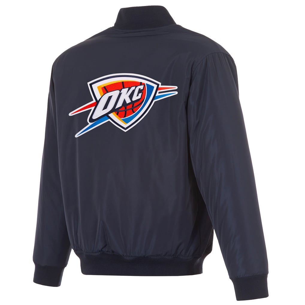  Oklahoma City Thunder JH Design Reversible Full-Zip Flight Jacket - Navy/Gray