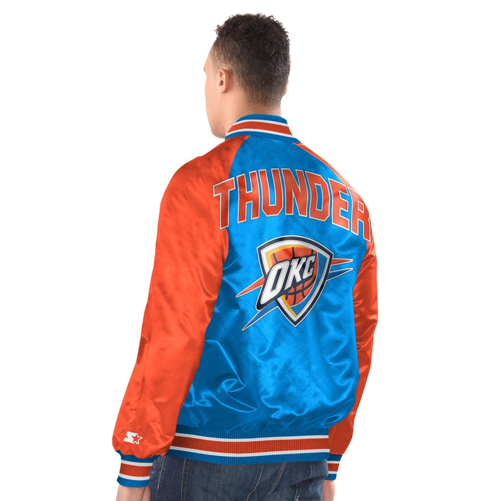  Oklahoma City Thunder Starter Inductee Raglan Full-Snap Varsity Jacket - Blue/Orange