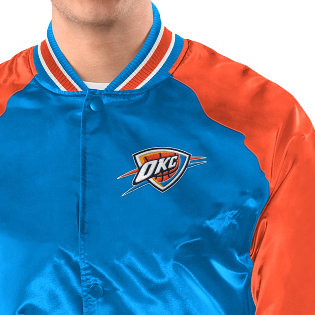  Oklahoma City Thunder Starter Inductee Raglan Full-Snap Varsity Jacket - Blue/Orange
