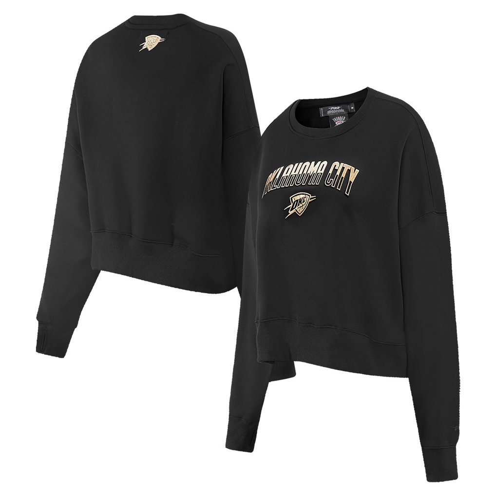  Oklahoma City Thunder Pro Standard Women's Glam Cropped Pullover Sweatshirt - Black