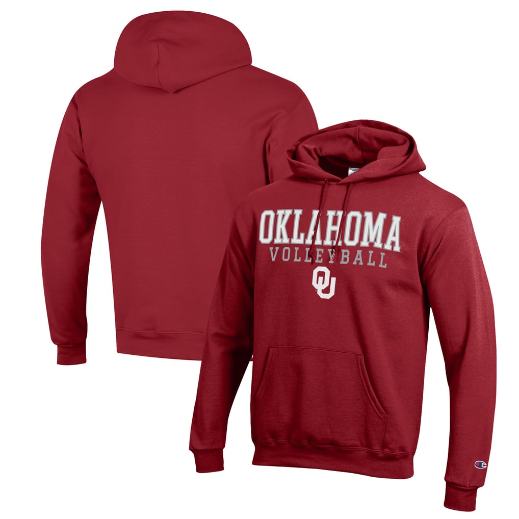 Oklahoma Sooners Champion Stack Logo Volleyball Powerblend Pullover Hoodie - Crimson