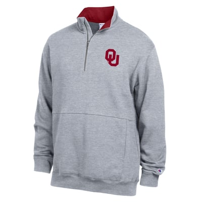  Oklahoma Sooners Champion Fleece Quarter-Zip Pullover - Heather Gray