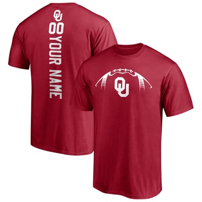 Oklahoma Sooners Playmaker Football Personalized Name & Number T-Shirt - Crimson
