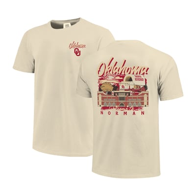  Oklahoma Sooners Image One Comfort Colors Hand-Drawn Campus Stack T-Shirt - Natural