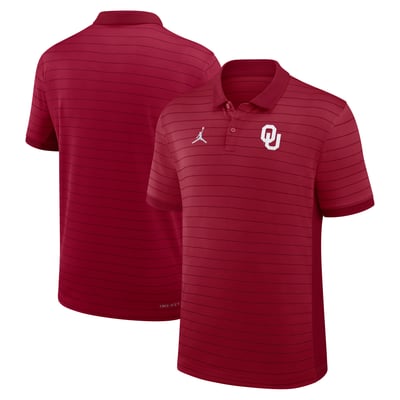 Oklahoma Sooners Jordan Brand 2026 Early Season Coaches Sideline Victory Stripe Dri-FIT Polo - Crimson
