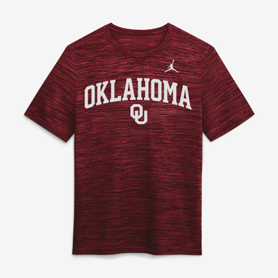  Oklahoma Sooners Jordan Brand Primetime Arch Logo Velocity Dri-FIT T-Shirt - Crimson
