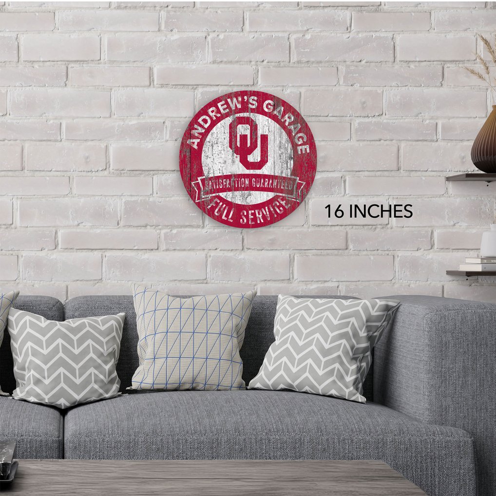 Oklahoma Sooners 16" Customizable Garage Circle