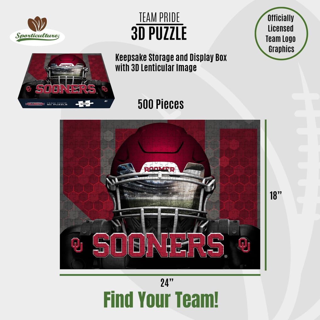 Oklahoma Sooners 18" x 24" 3D Lenticular Facemask Puzzle