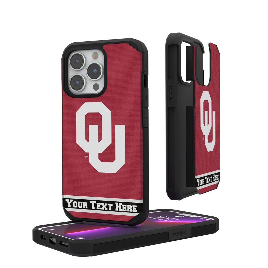 Oklahoma Sooners iPhone Stripe Personalized Rugged Case