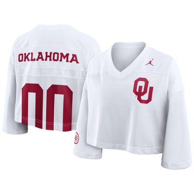 Oklahoma Sooners Jordan Brand Women's Cropped Mesh Dri-FIT Fashion Jersey - White