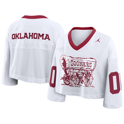 Oklahoma Sooners Nike Women's Oversized Logo Cropped Fashion Jersey - White
