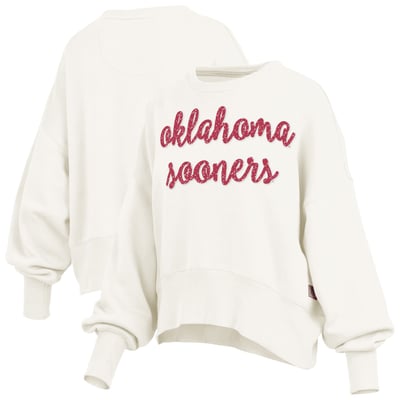 Oklahoma Sooners Pressbox Women's Chelsea Oversized Pullover Sweatshirt - Cream