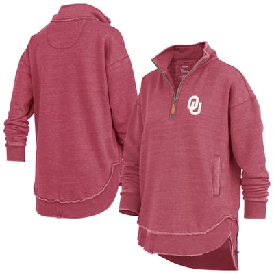 Oklahoma Sooners Pressbox Women's Northfork Sojourn Poncho Quarter-Zip Sweatshirt - Crimson