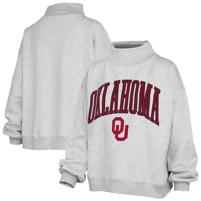 Oklahoma Sooners Pressbox Women's Nelson Texture Lingo Mock Neck Fleece Sweatshirt - Gray