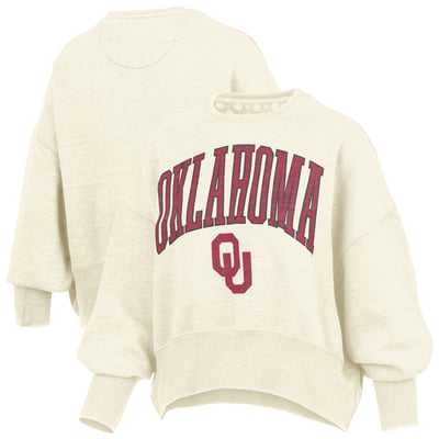 Oklahoma Sooners Pressbox Women's Oversized Waist-Length Crewneck Sweatshirt - Natural