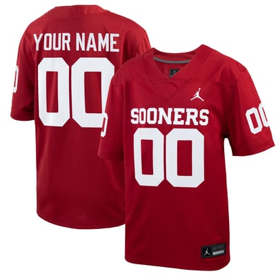  Oklahoma Sooners Jordan Brand Youth  Custom Football Game Jersey – Crimson