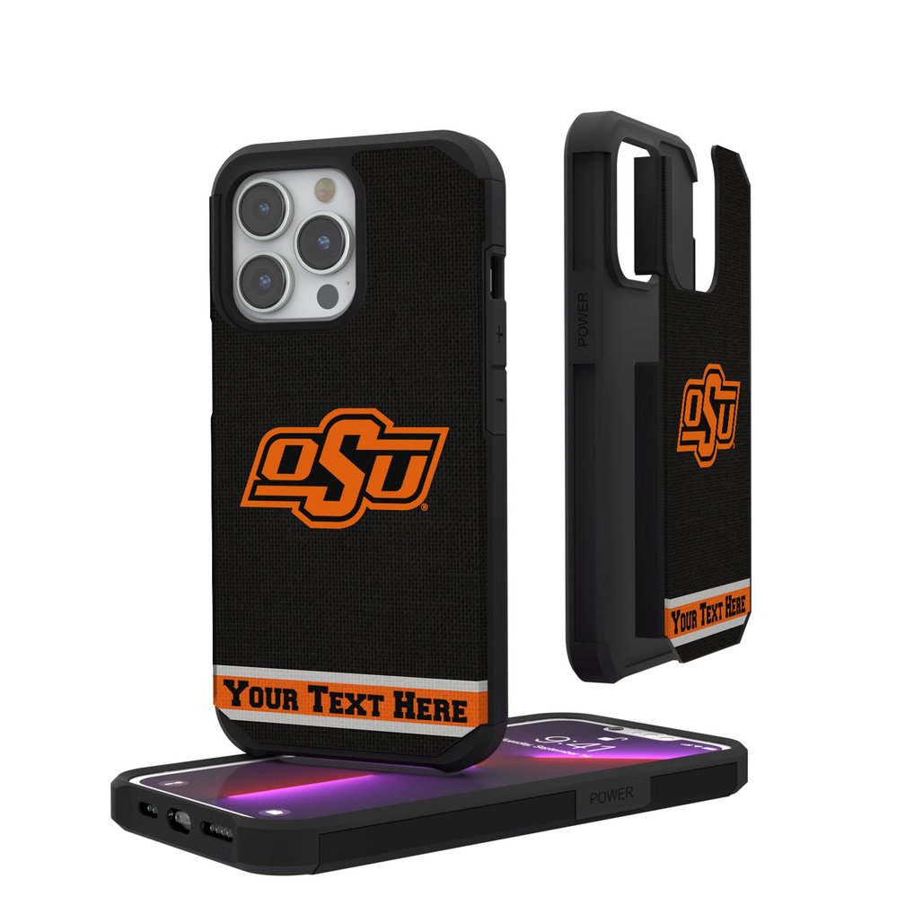 Oklahoma State Cowboys iPhone Stripe Personalized Rugged Case
