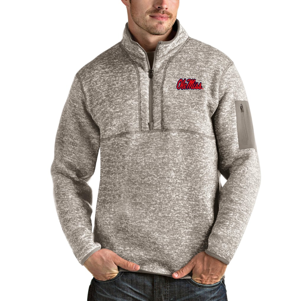 Ole Miss Rebels Antigua Fortune Half-Zip Pullover Jacket - Oatmeal