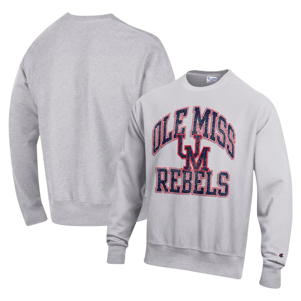 Ole Miss Rebels Champion Vault Late Night Reverse Weave Pullover Sweatshirt - Heather Gray