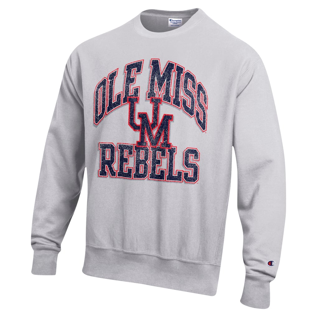Ole Miss Rebels Champion Vault Late Night Reverse Weave Pullover Sweatshirt - Heather Gray