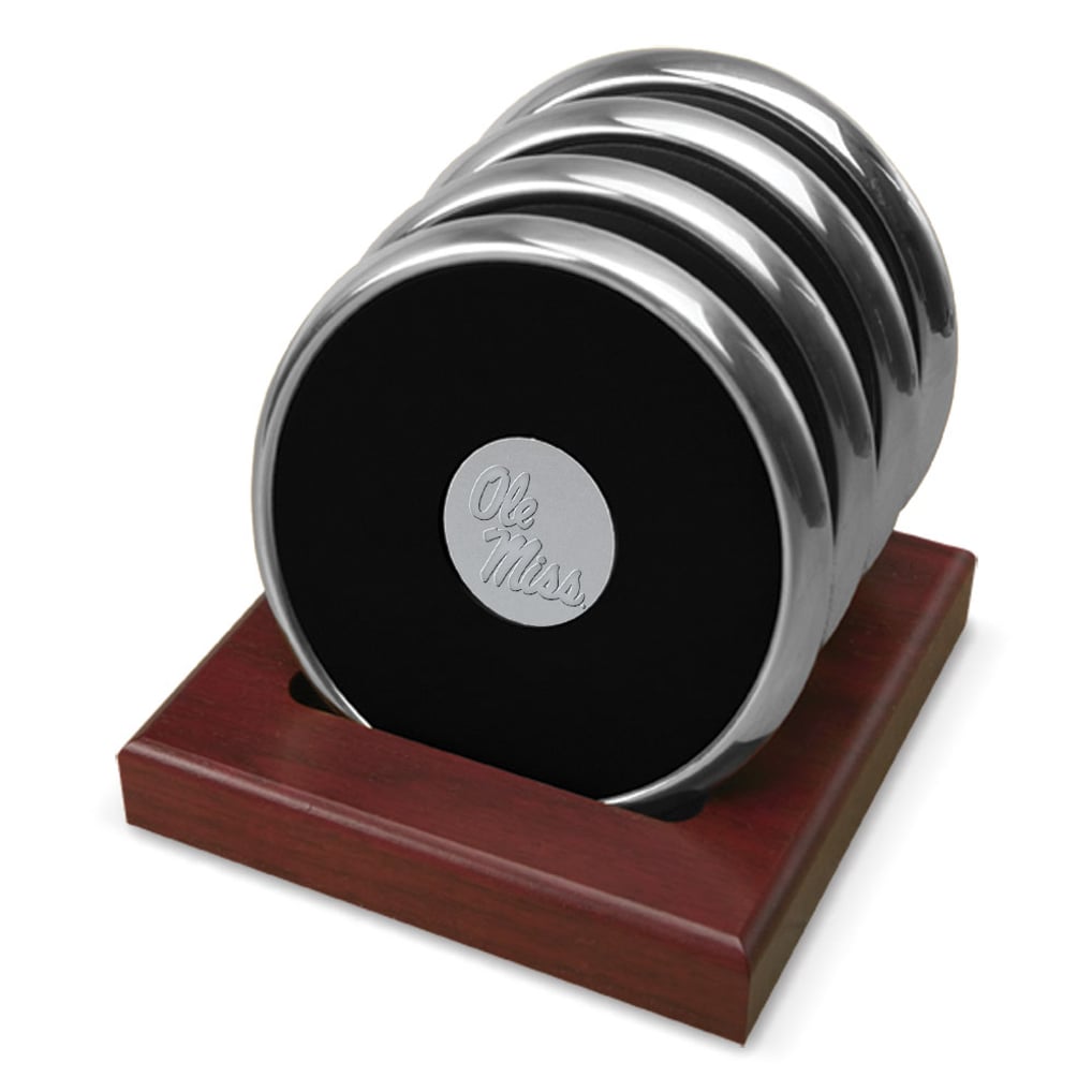 Ole Miss Rebels 4-Piece Coaster Set - Silver