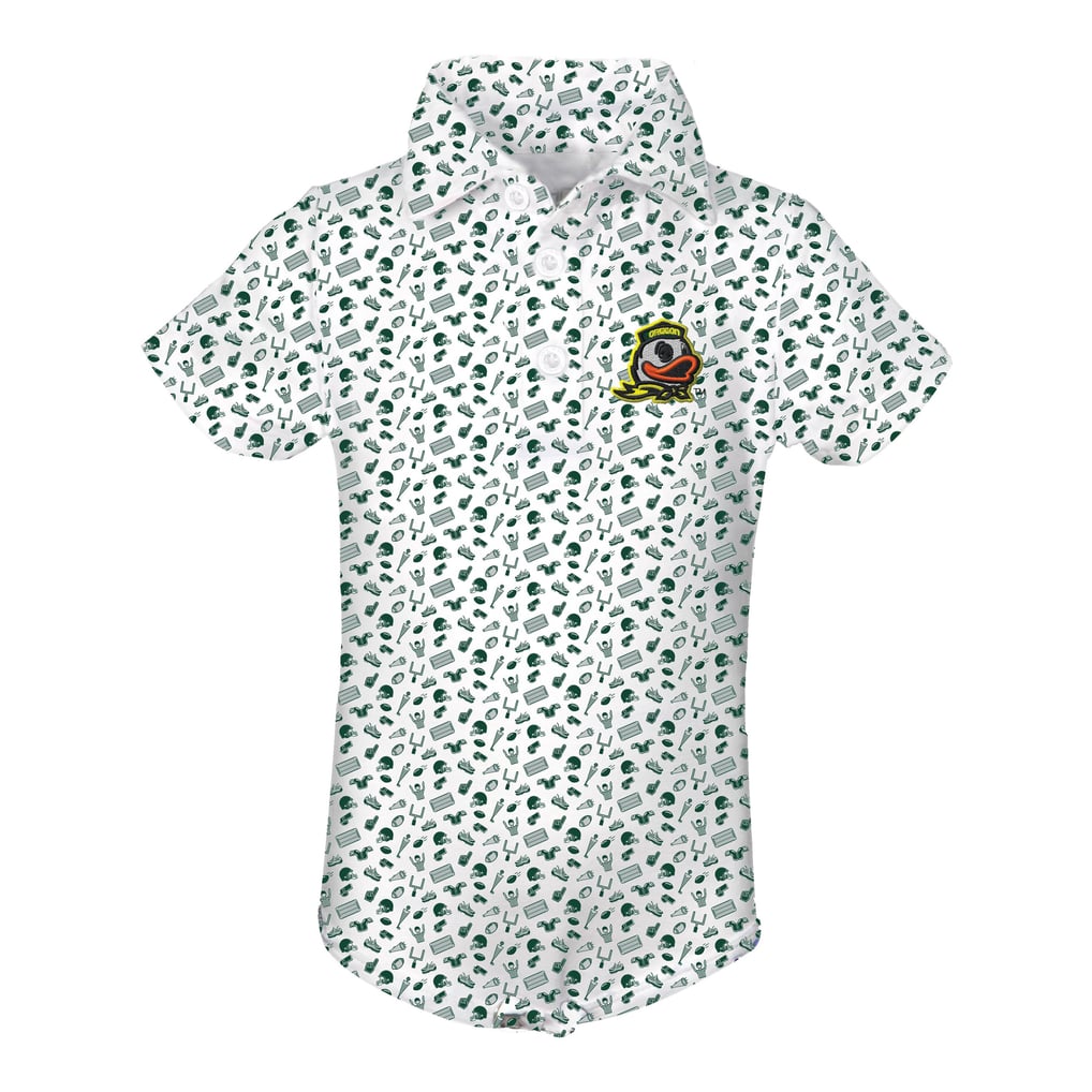 Oregon Ducks Garb Infant Tom Allover Print Performance Polo Bodysuit - White