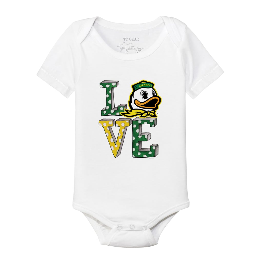 Oregon Ducks Tiny Turnip Infant Love   Bodysuit - White