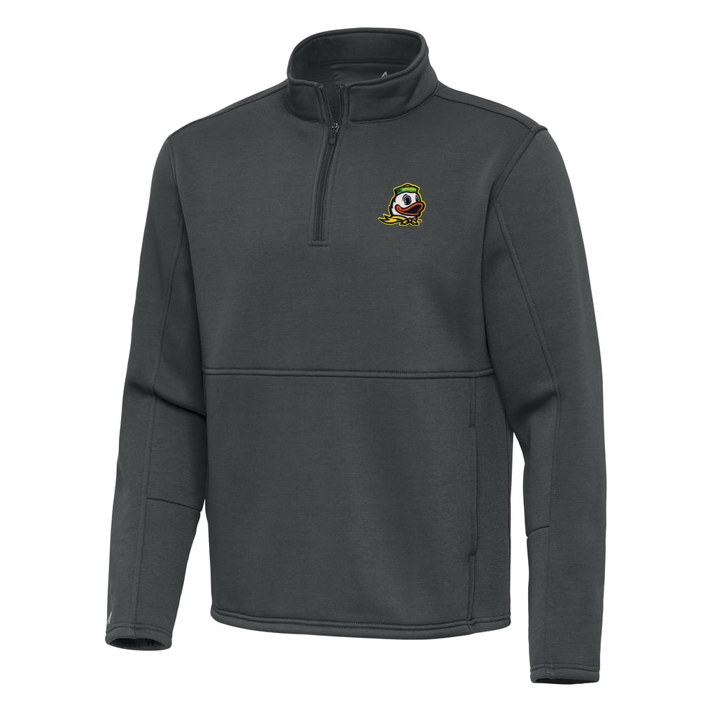 Oregon Ducks Antigua Twist Quarter-Zip Pullover Jacket - Pewter