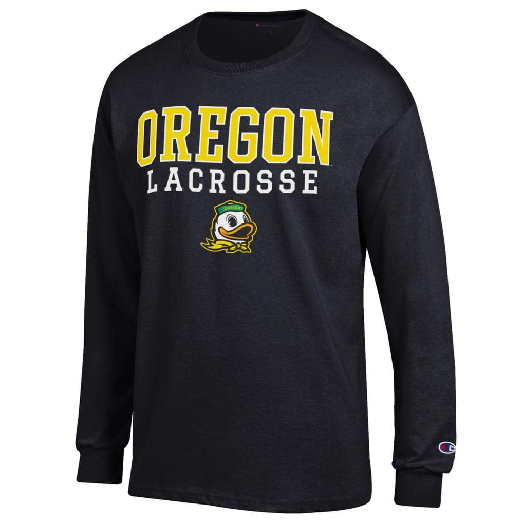 Oregon Ducks Champion Stack Logo Lacrosse Powerblend Long Sleeve T-Shirt - Black