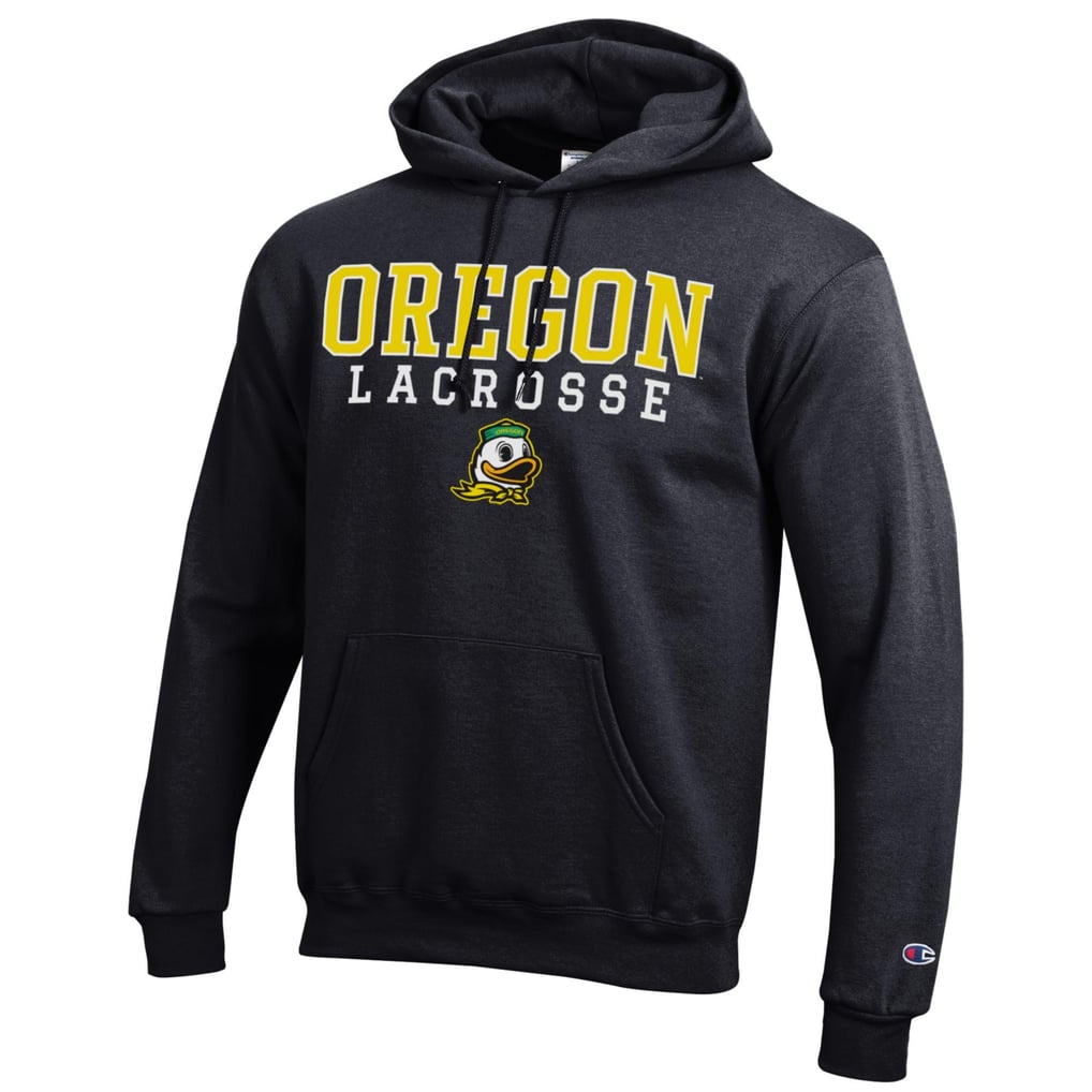Oregon Ducks Champion Stack Logo Lacrosse Powerblend Pullover Hoodie - Black