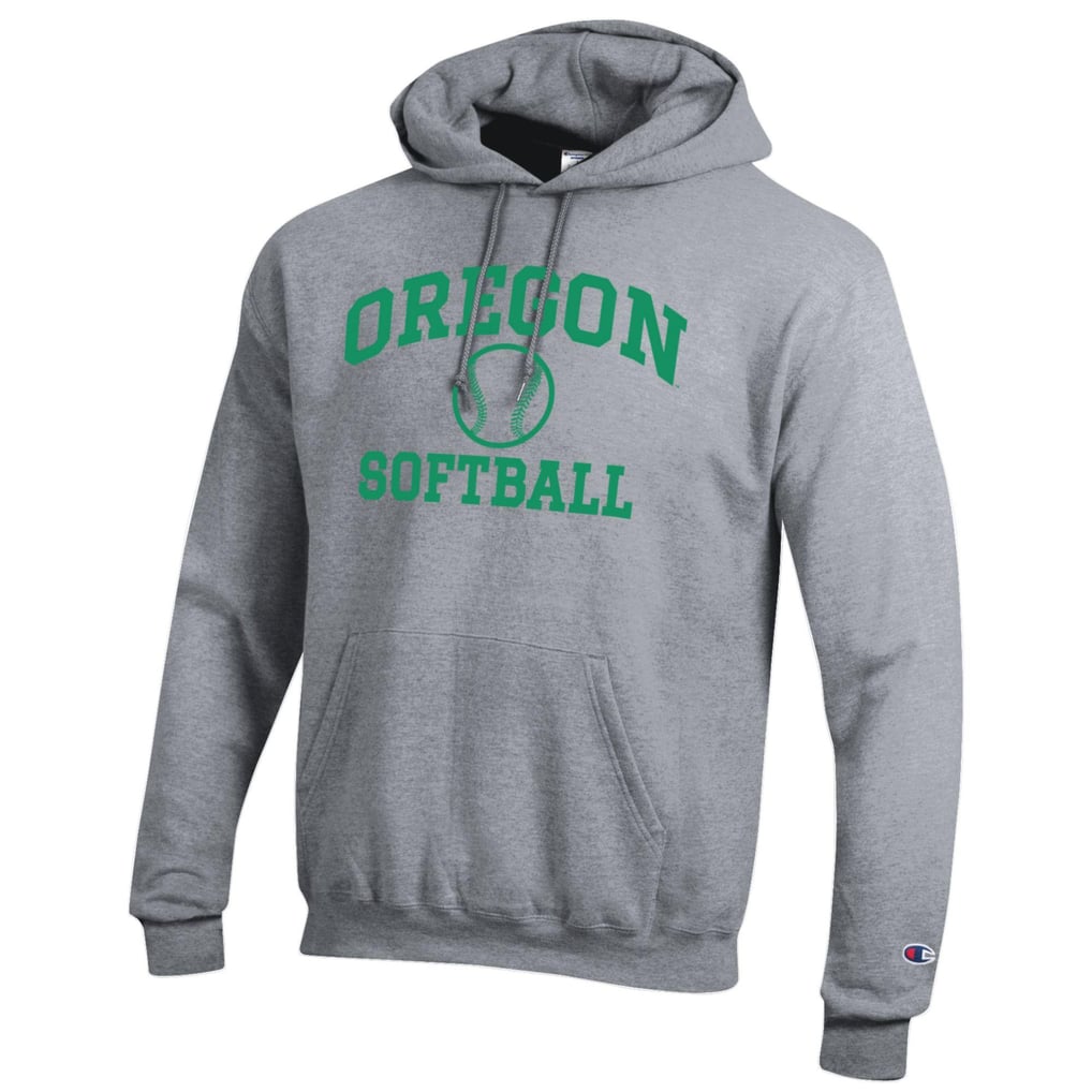 Oregon Ducks Champion Primary Team Logo Icon Softball Powerblend Pullover Hoodie - Gray