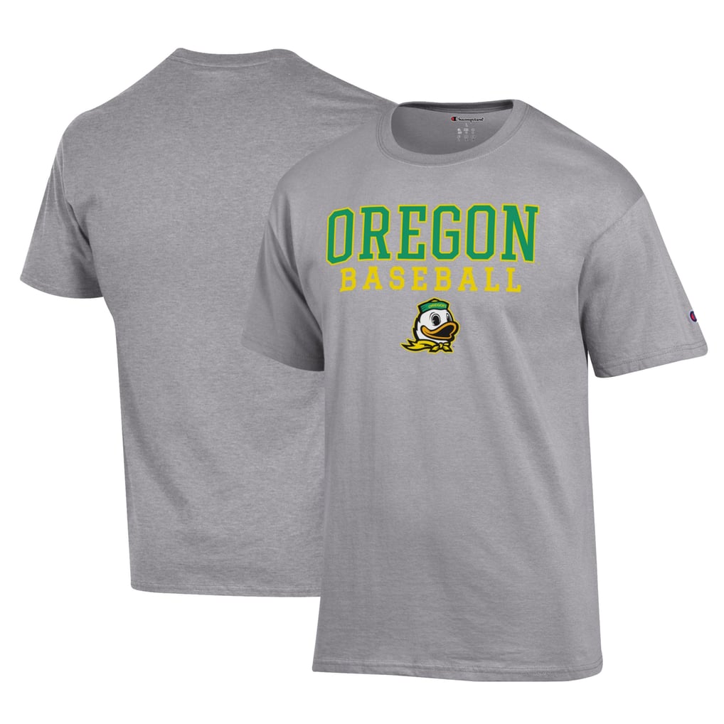 Oregon Ducks Champion Primary Team Logo Stack Logo Baseball Powerblend T-Shirt - Gray