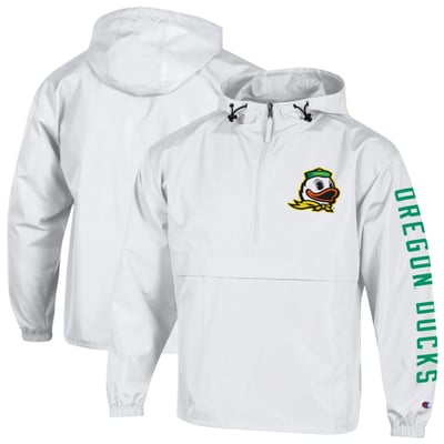  Oregon Ducks Champion Cloud Packable Half-Zip Hooded Jacket - White