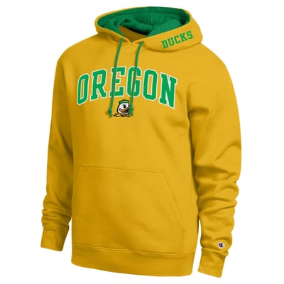  Oregon Ducks Champion Arch Tackle Twill Hoodie - Yellow