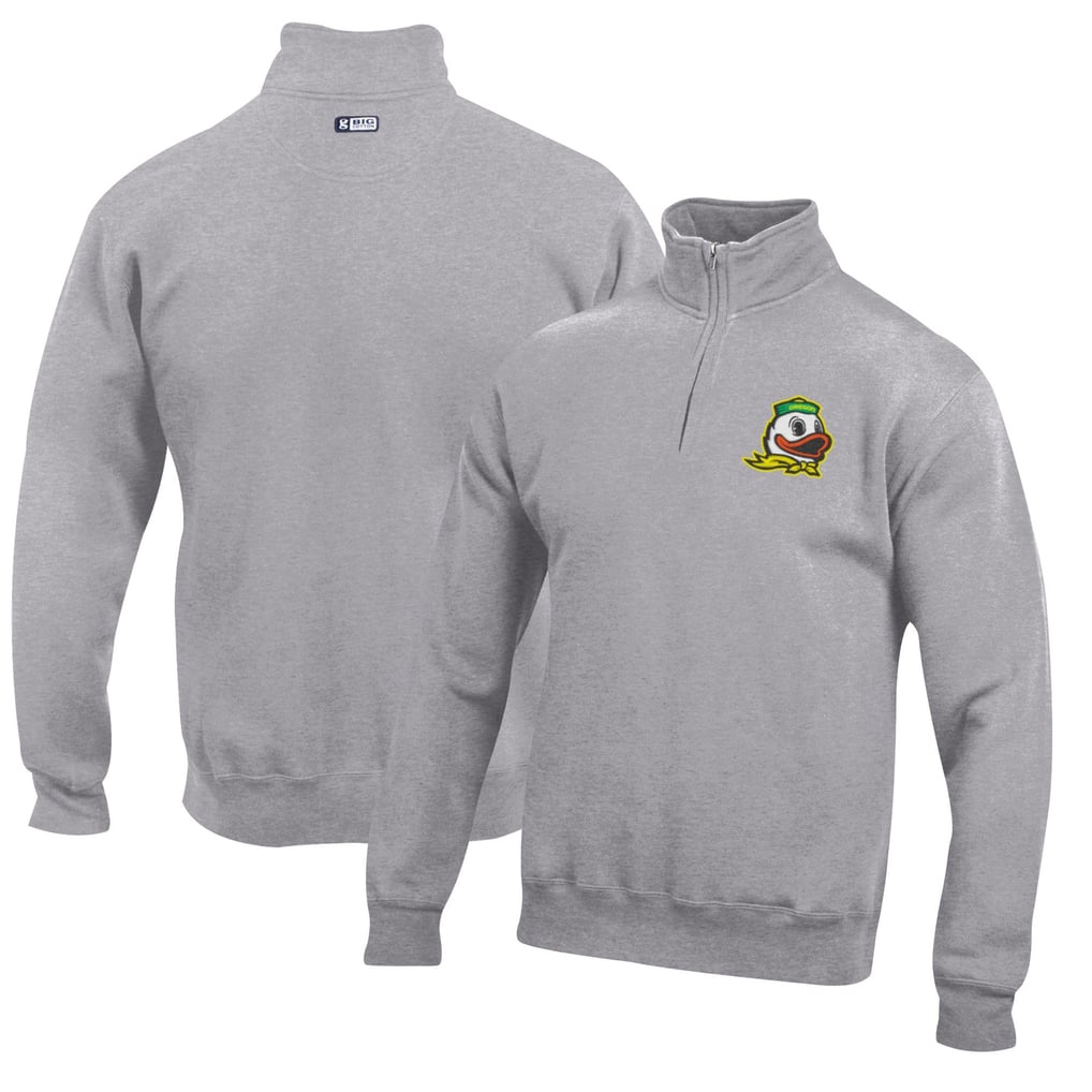 Oregon Ducks Big Cotton Quarter-Zip Pullover Sweatshirt - Gray