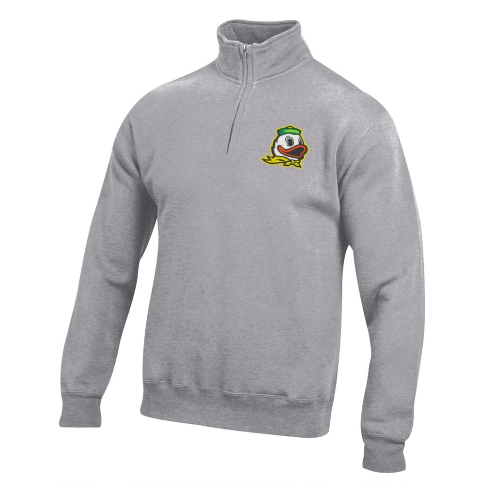 Oregon Ducks Big Cotton Quarter-Zip Pullover Sweatshirt - Gray