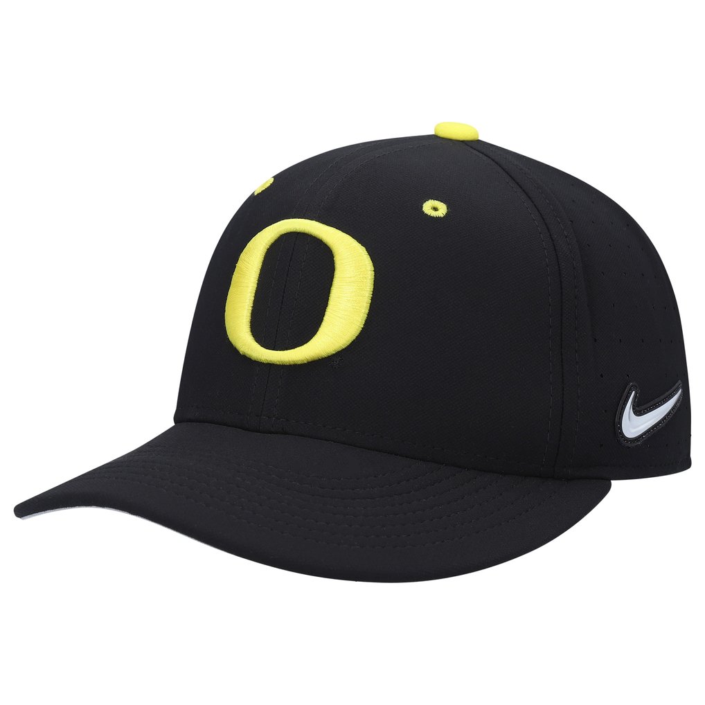 Oregon Ducks Nike Aero True Baseball Performance Fitted Hat - Black