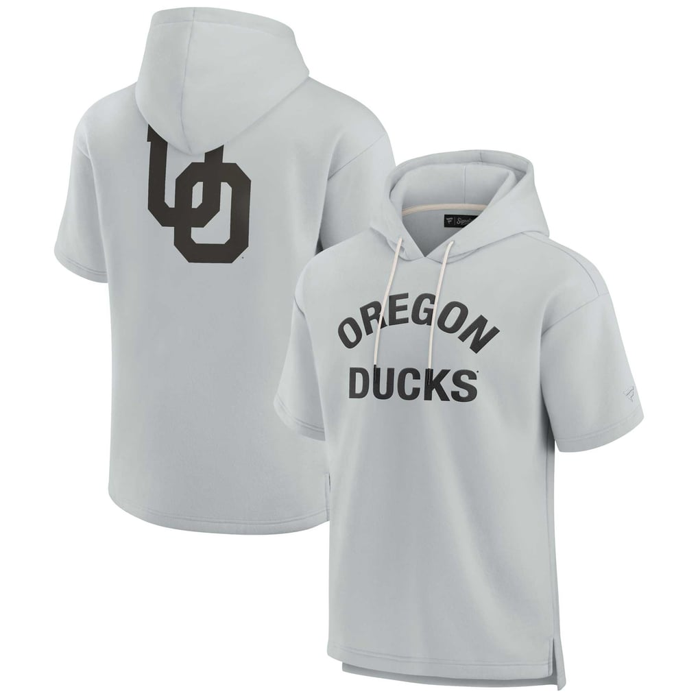 Oregon Ducks Fanatics Unisex Elements Super Soft Fleece Short Sleeve Pullover Hoodie - Gray