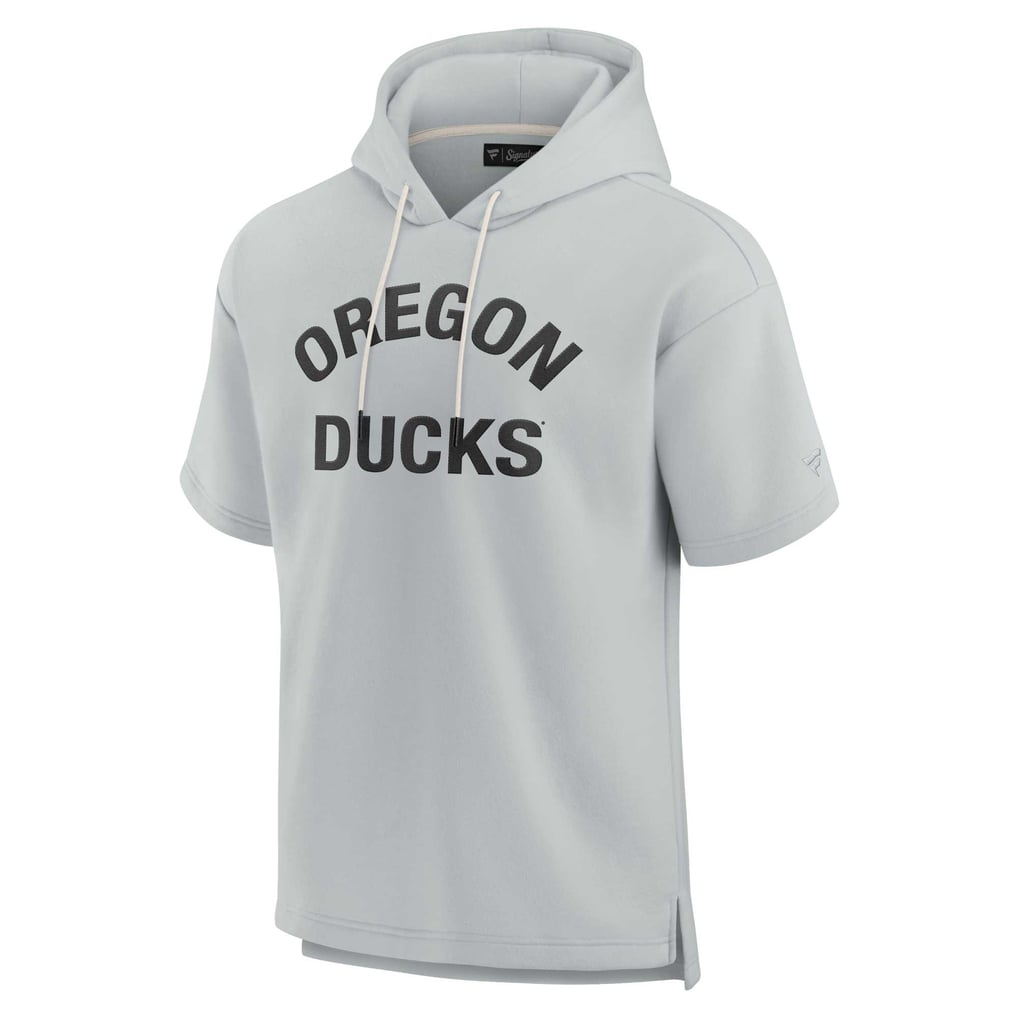Oregon Ducks Fanatics Unisex Elements Super Soft Fleece Short Sleeve Pullover Hoodie - Gray