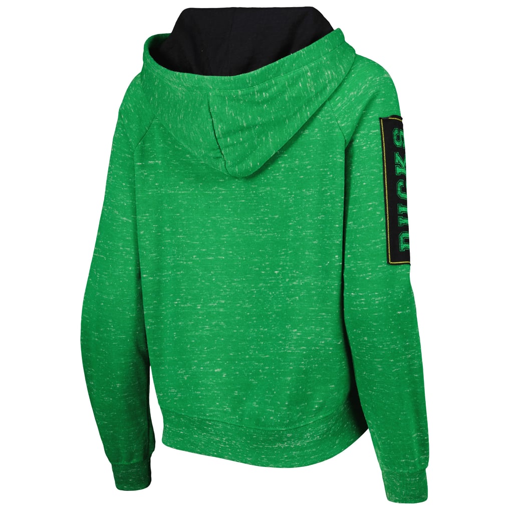 Oregon Ducks Colosseum Women's The Devil Speckle Lace-Placket Raglan Pullover Hoodie - Green