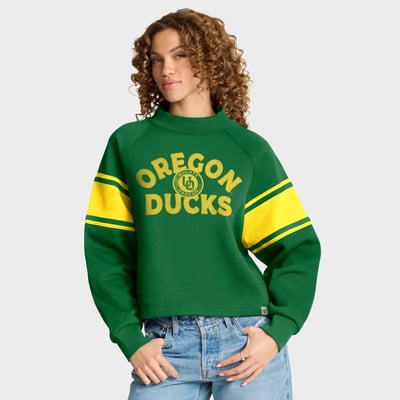 Oregon Ducks Fanatics Women's Oversized Hometown Premium Punt Coverage Raglan Pullover Sweatshirt - Green