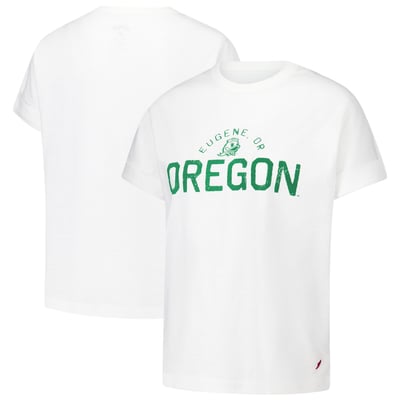 Oregon Ducks League Collegiate Wear Women's Slub Rolled Cuff T-Shirt - White