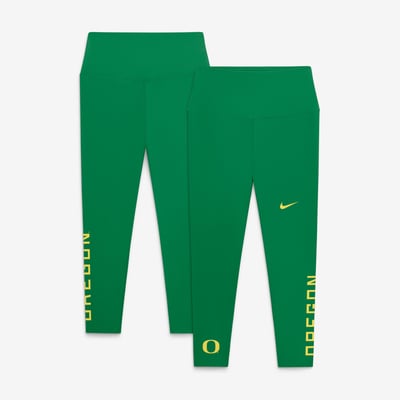 Oregon Ducks Nike Women's Zenvy High Rise Dri-FIT 7/8 Leggings - Green
