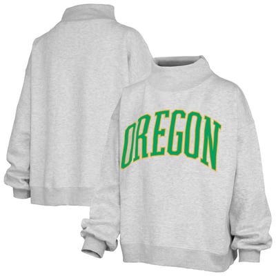 Oregon Ducks Pressbox Oversized Nelson Mock Neck Sweatshirt - Ash