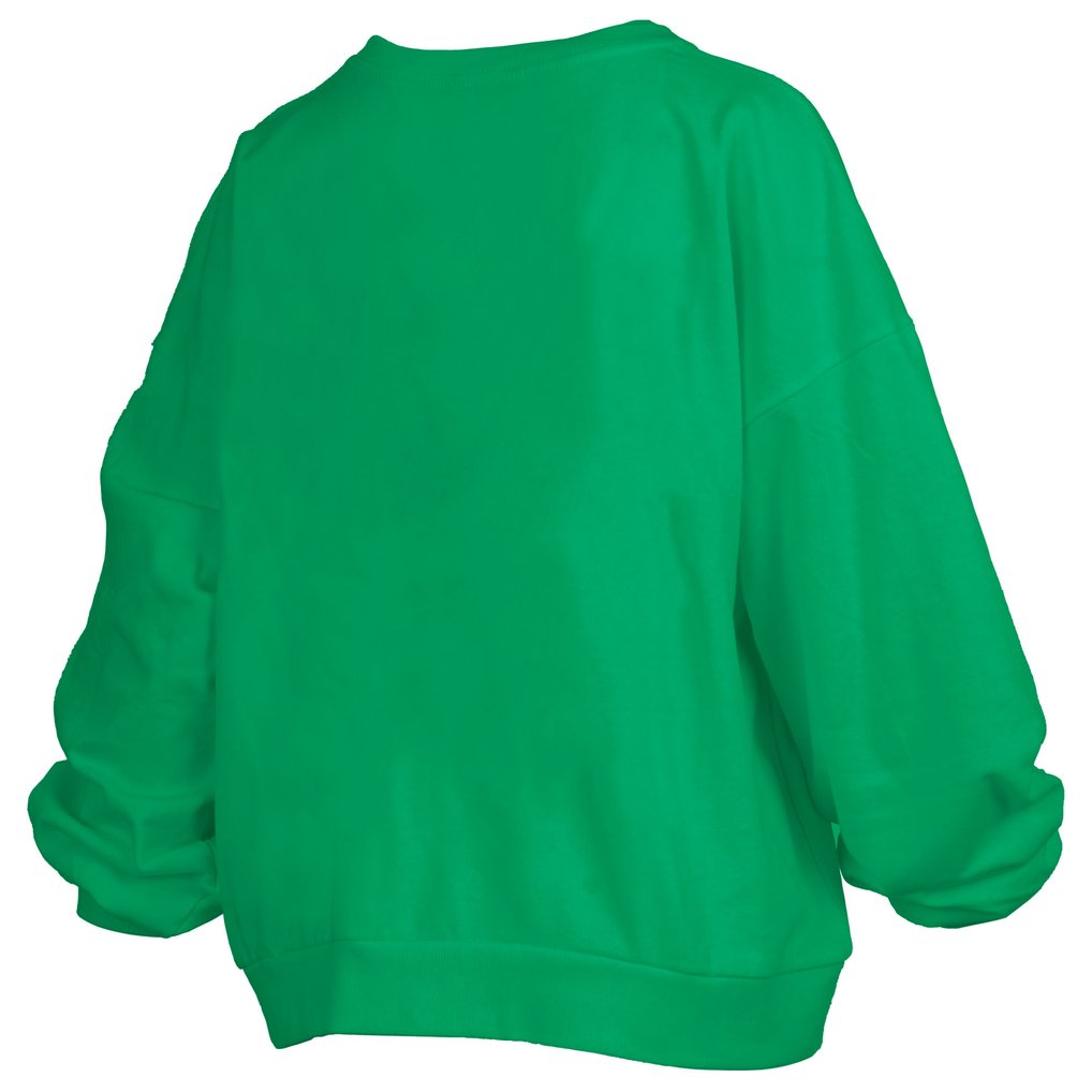 Oregon Ducks Pressbox Women's Janise Arch Over Logo Waist Length Oversized Pullover Sweatshirt - Green